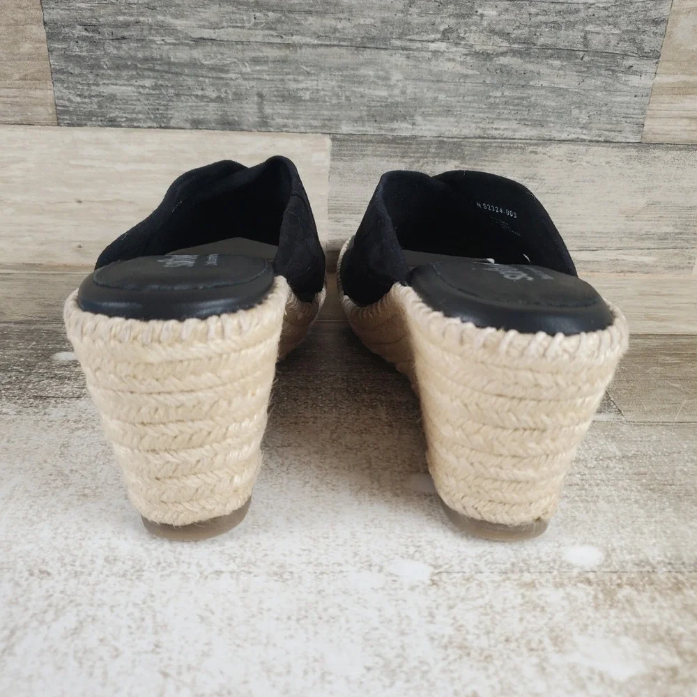 SoftWalk Hastings Women Wedge Slide Sandal Sz 9.5 N Black Suede Slip On Open Toe